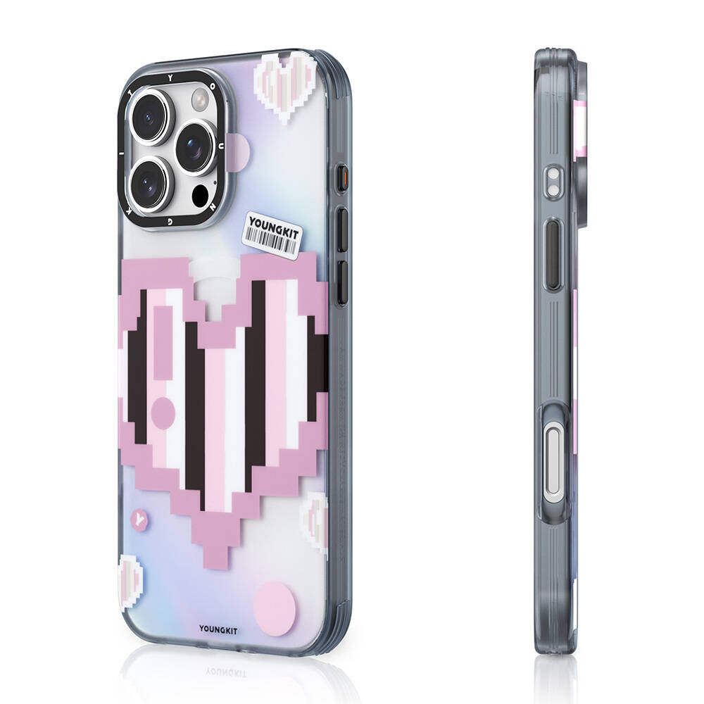 iPhone 16 Pro Max Kılıf Magsafe Şarj Özellikli Youngkit Love Serisi Kılıf Pembe
