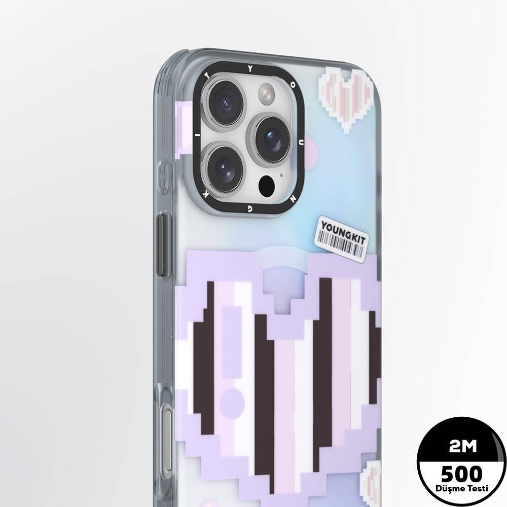 iPhone 16 Pro Max Kılıf Magsafe Şarj Özellikli Youngkit Love Serisi Kılıf Mor