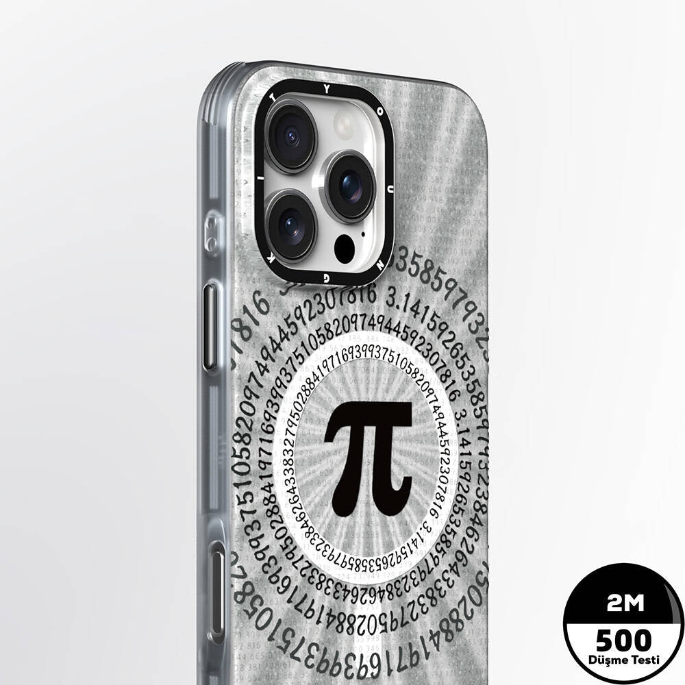 iPhone 16 Pro Max Kılıf Magsafe Şarj Özellikli Youngkit Mathematical Serisi Kılıf Gri