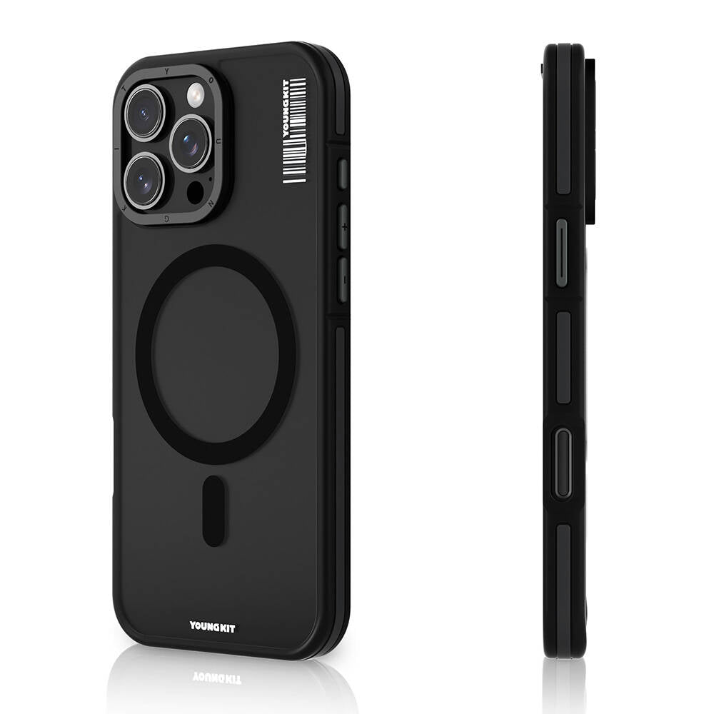 iPhone 16 Pro Max Kılıf Magsafe Şarj Özellikli Youngkit Rock Sand Serisi Kılıf Gri