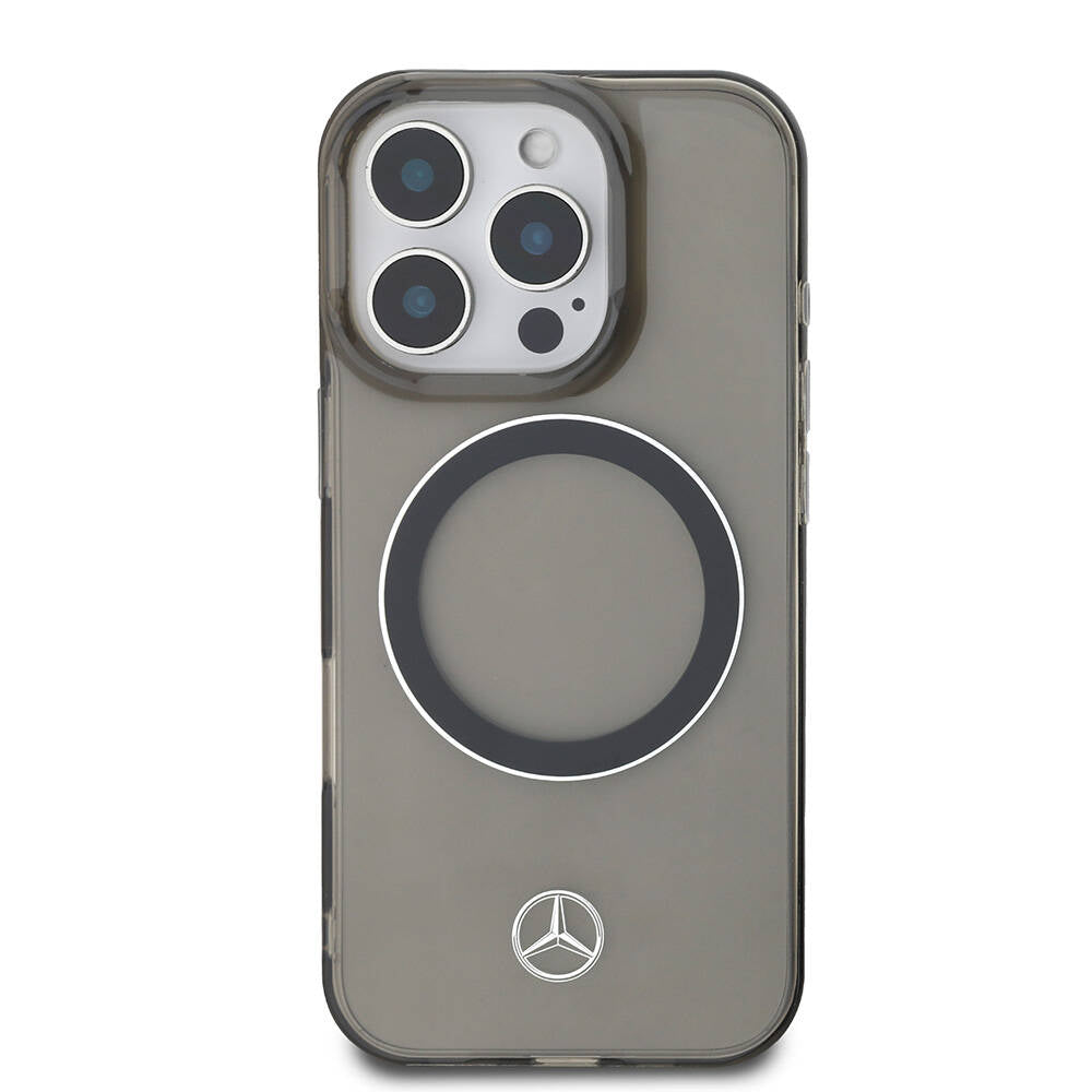 iPhone 16 Pro Max Kılıf Mercedes Benz Orjinal Lisanslı Magsafe Şarj Özellikli Saydam Yüzey Silver Ring Kılıf Siyah