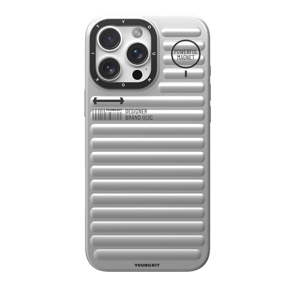 iPhone 16 Pro Max Magsafe Şarj Özellikli Kılıf Mat Renkli Tasarım Youngkit Original Serisi Kılıf Gümüş