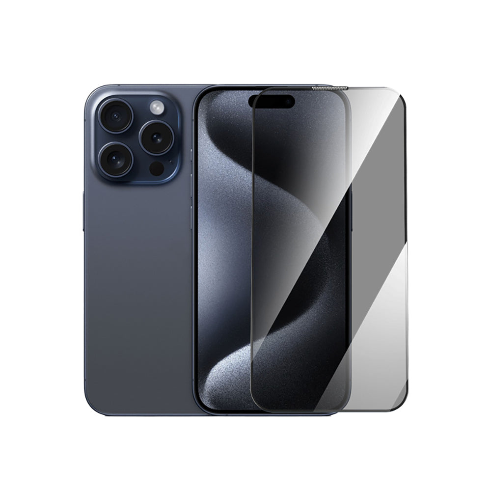 iPhone 16 Pro Wiwu GT-021 Titan Guard Serisi Şok Emici Hibrit Polimer Privacy Ekran Koruyucu Film + Kolay Uygulama Aparatı Siyah
