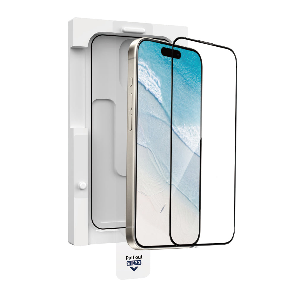 iPhone 16 Wiwu GT-020 Titan Guard Serisi Şok Emici Hibrit Polimer HD Şeffaf Ekran Koruyucu Film + Kolay Uygulama Aparatı Siyah