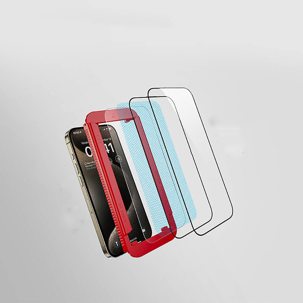 Apple iPhone 16E Casebang Clear HD Ekran Koruyucu + Kolay Uygulama Aparatı Renksiz