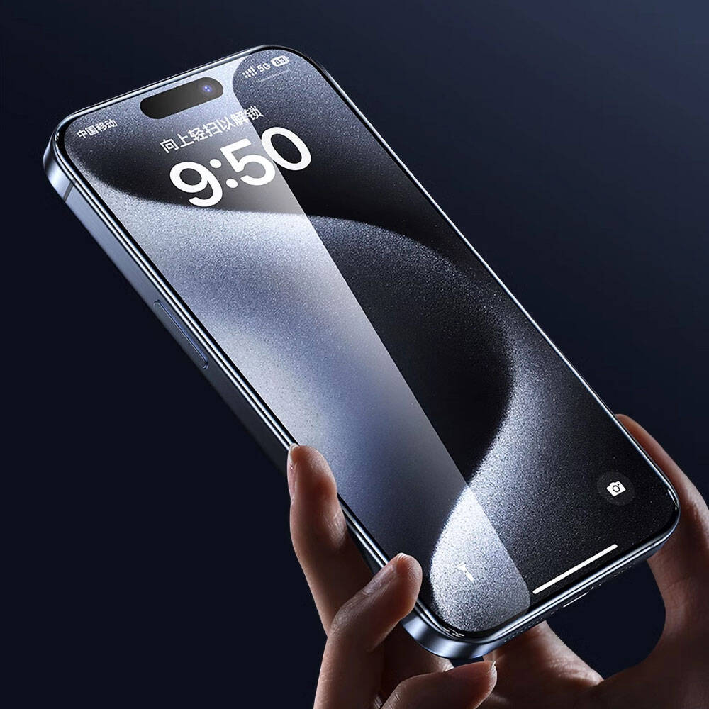 Apple iPhone 16E Wiwu GT-008 Polimer Oleofobik Kaplama Şeffaf Pürüzsüz Temperli Cam Ekran Koruyucu 10'lu Paket Siyah