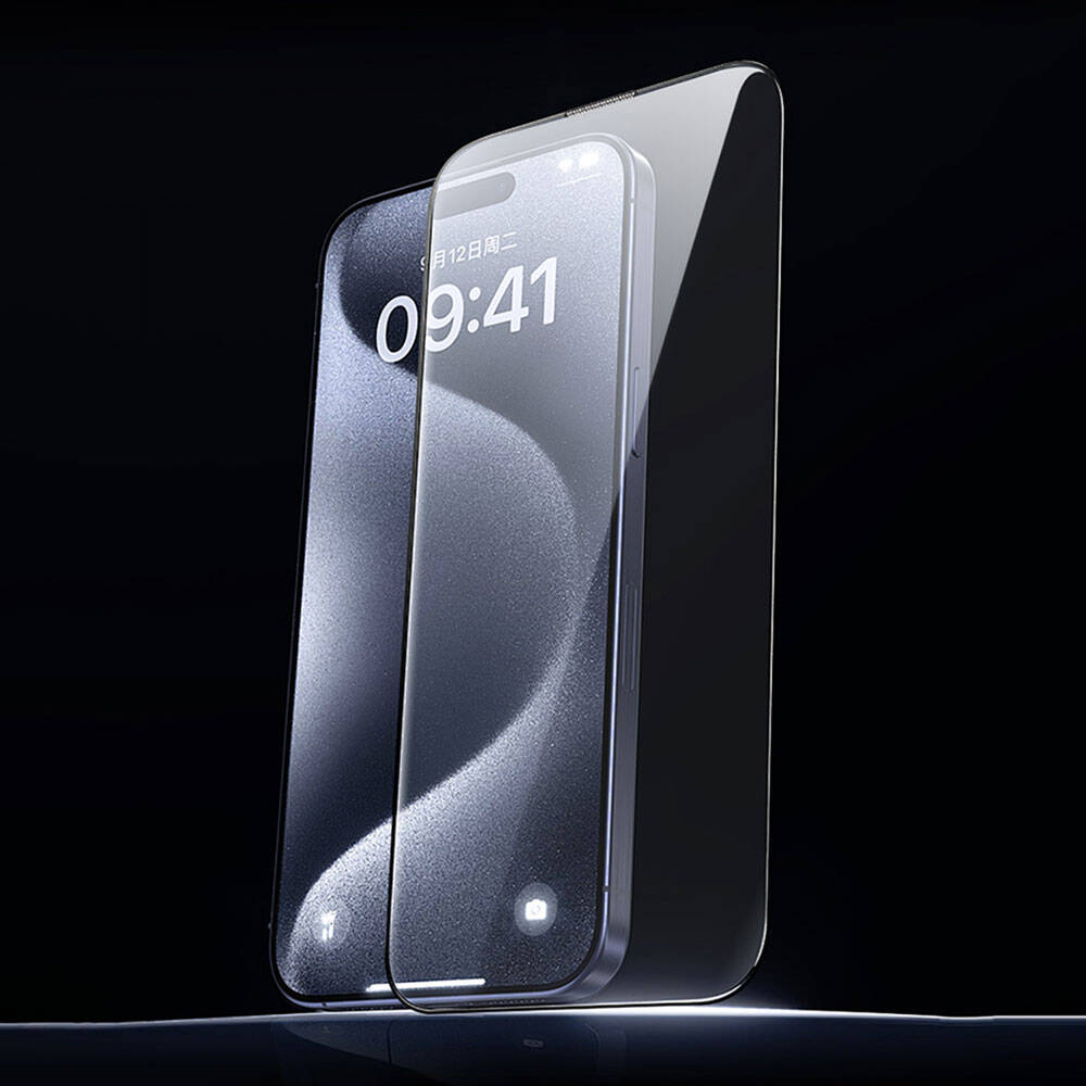 Apple iPhone 16E Wiwu GT-008 Polimer Oleofobik Kaplama Şeffaf Pürüzsüz Temperli Cam Ekran Koruyucu 10'lu Paket Siyah
