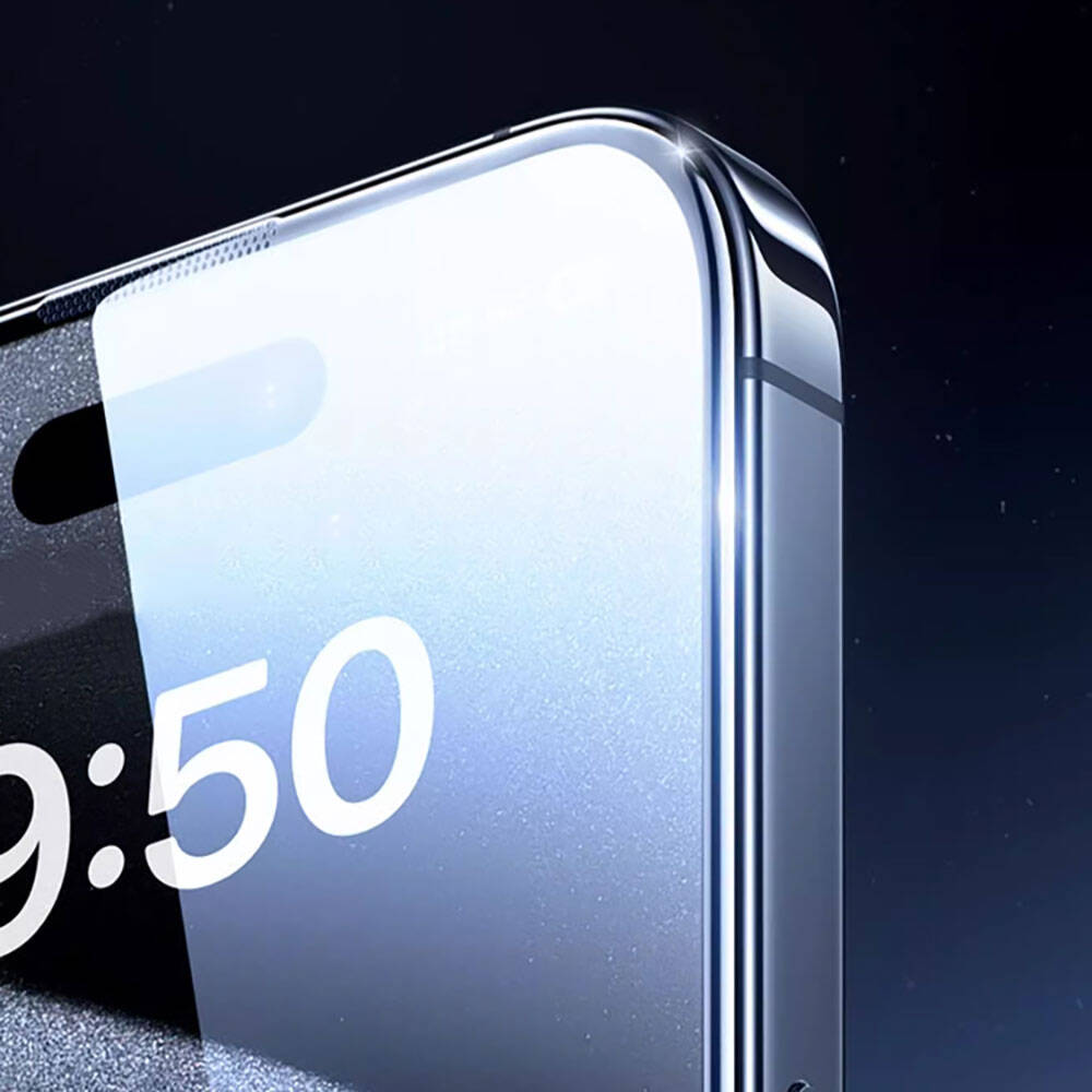 Apple iPhone 16E Wiwu GT-008 Polimer Oleofobik Kaplama Şeffaf Pürüzsüz Temperli Cam Ekran Koruyucu 10'lu Paket Siyah