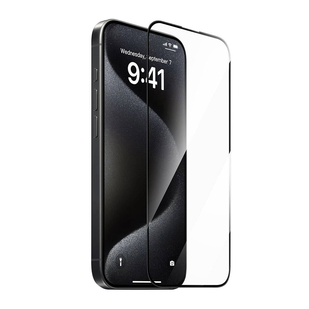 Apple iPhone 16E Wiwu GT-008 Polimer Oleofobik Kaplama Şeffaf Pürüzsüz Temperli Cam Ekran Koruyucu 10'lu Paket Siyah