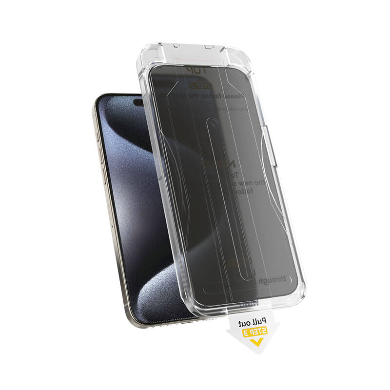 Apple iPhone 16E Wiwu Wi-SQ009 Easy Install iPrivacy 360° Anti-Peep Oleofobik Temperli Cam Ekran Koruyucu + Kolay Uygulama Aparatlı Siyah