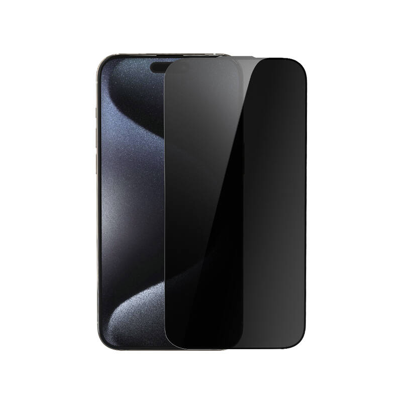 Apple iPhone 16E Wiwu Wi-SQ009 Easy Install iPrivacy 360° Anti-Peep Oleofobik Temperli Cam Ekran Koruyucu + Kolay Uygulama Aparatlı Siyah