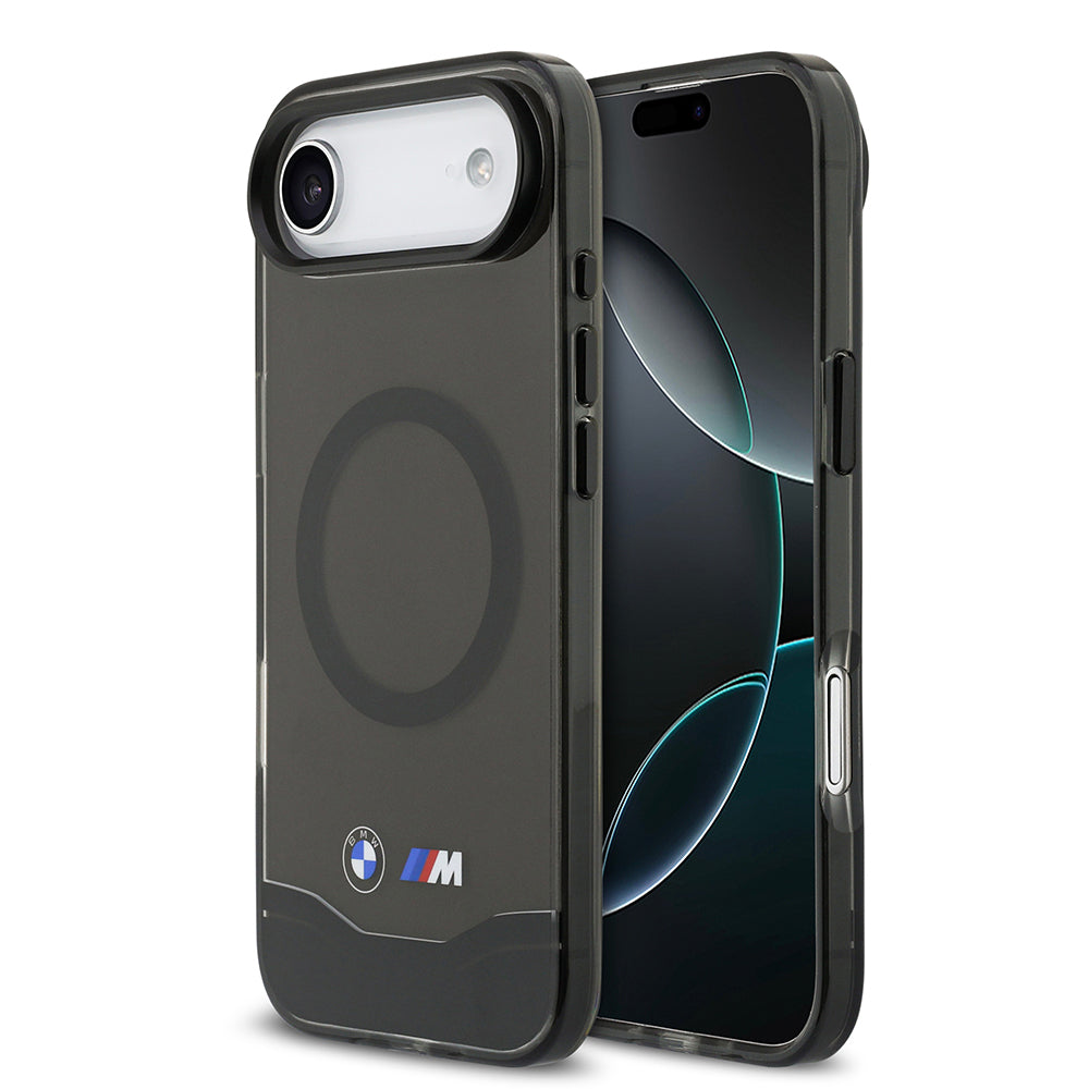 Apple iPhone 17 Air Kılıf BMW Orjinal Lisanslı M-safe Şarj Özellikli Metal Buton Tasarımlı Tranparan M Dizayn Kapak Siyah