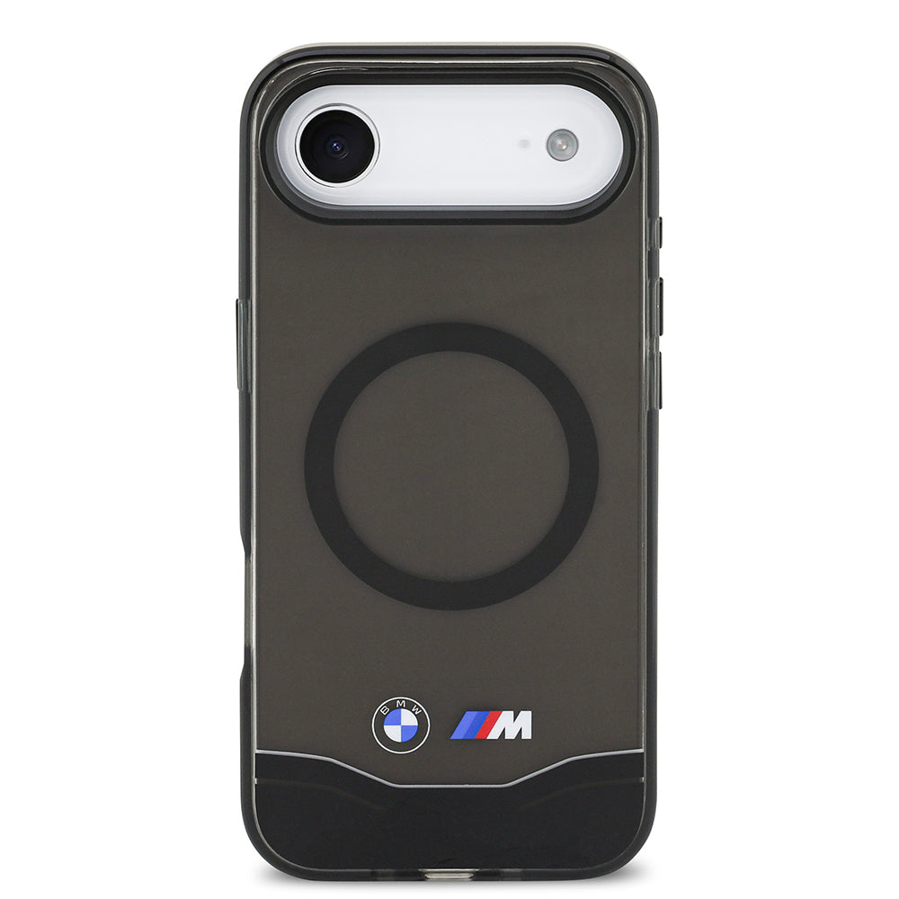 Apple iPhone 17 Air Kılıf BMW Orjinal Lisanslı M-safe Şarj Özellikli Metal Buton Tasarımlı Tranparan M Dizayn Kapak Siyah