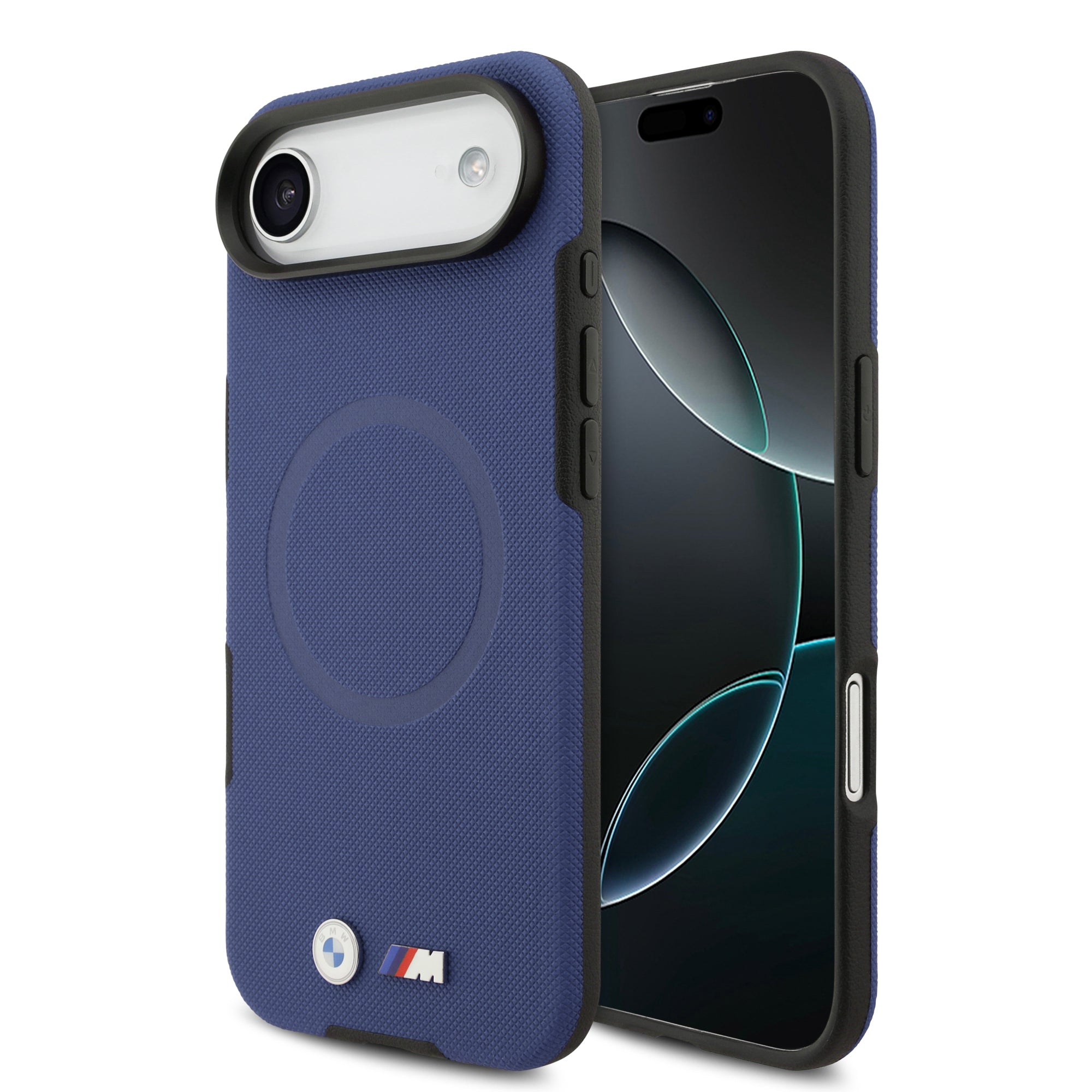 Apple iPhone 17 Air Kılıf BMW Orjinal Lisanslı M-safe Şarj Özellikli Metal Logolu Delikli M Dizayn Deri Kapak Lacivert