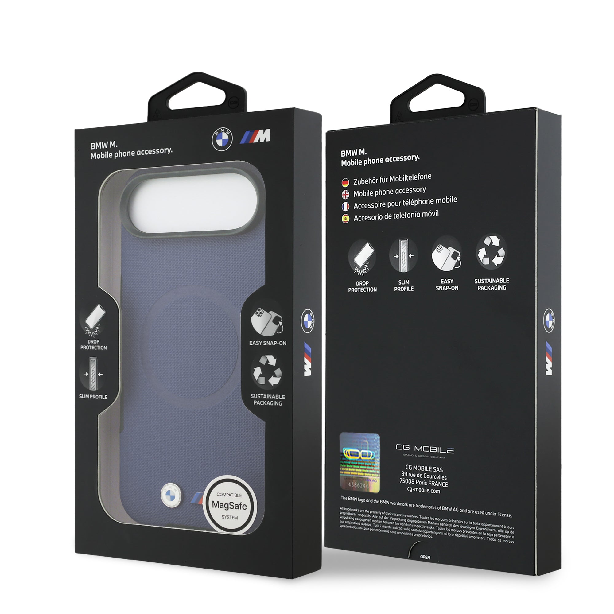 Apple iPhone 17 Air Kılıf BMW Orjinal Lisanslı M-safe Şarj Özellikli Metal Logolu Delikli M Dizayn Deri Kapak Lacivert