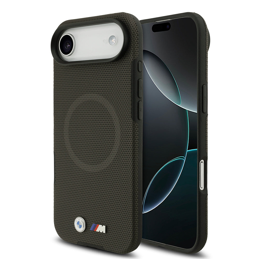 Apple iPhone 17 Air Kılıf BMW Orjinal Lisanslı M-safe Şarj Özellikli Metal Logolu Delikli M Dizayn Deri Kapak Füme