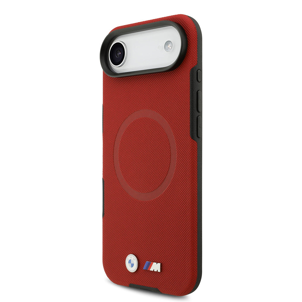 Apple iPhone 17 Air Kılıf BMW Orjinal Lisanslı M-safe Şarj Özellikli Metal Logolu Delikli M Dizayn Deri Kapak Kırmızı