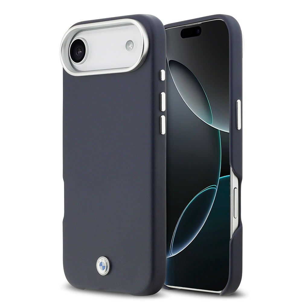 Apple iPhone 17 Air Kılıf BMW Orjinal Lisanslı M-safe Şarj Özellikli Metal Logolu Tam Kaplama Deri Kapak Lacivert