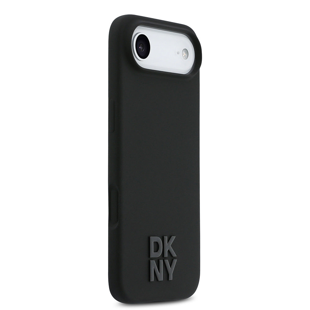 Apple iPhone 17 Air Kılıf DKNY Orjinal Lisanslı M-safe Şarj Özellikli Metal Logolu Silikon Kapak Siyah
