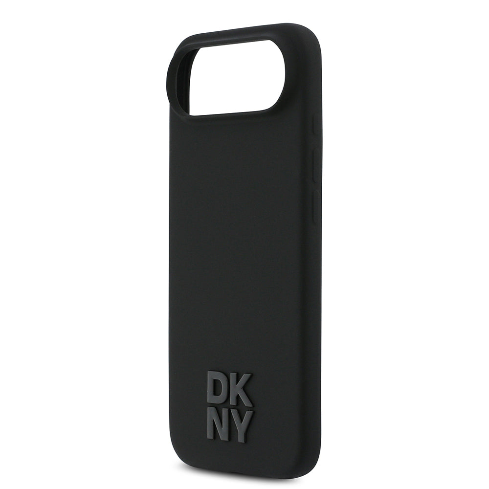 Apple iPhone 17 Air Kılıf DKNY Orjinal Lisanslı M-safe Şarj Özellikli Metal Logolu Silikon Kapak Siyah
