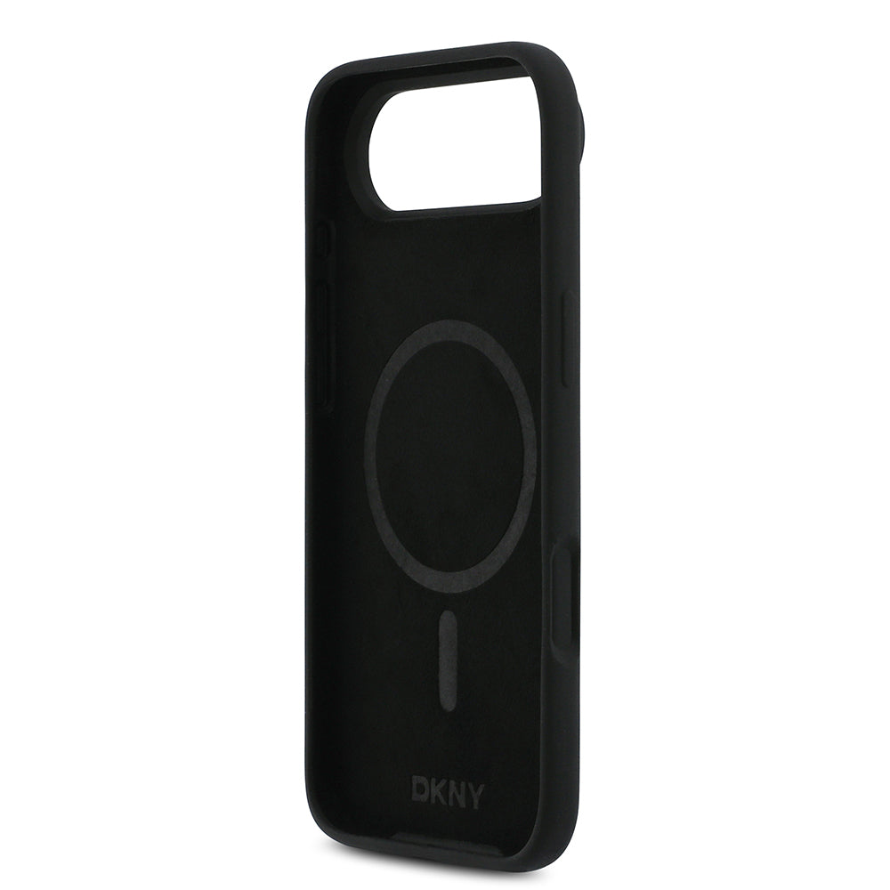 Apple iPhone 17 Air Kılıf DKNY Orjinal Lisanslı M-safe Şarj Özellikli Metal Logolu Silikon Kapak Siyah