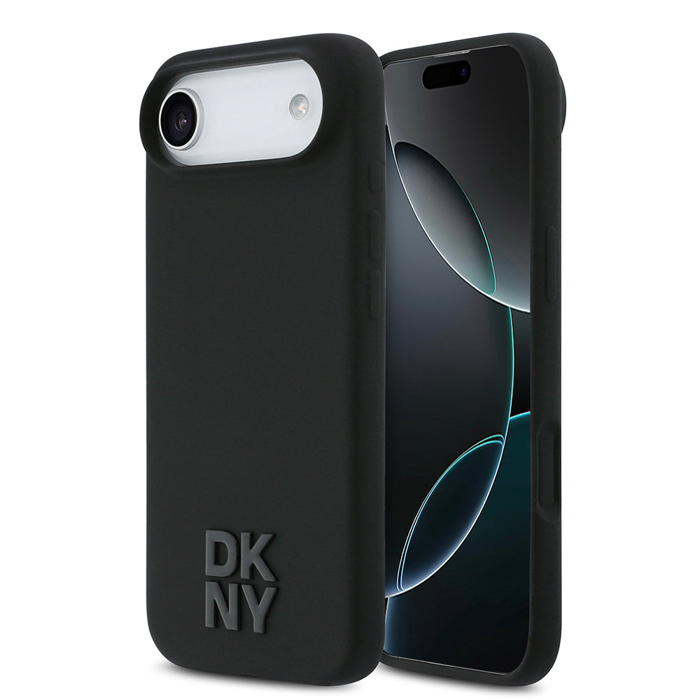 Apple iPhone 17 Air Kılıf DKNY Orjinal Lisanslı M-safe Şarj Özellikli Metal Logolu Silikon Kapak Siyah