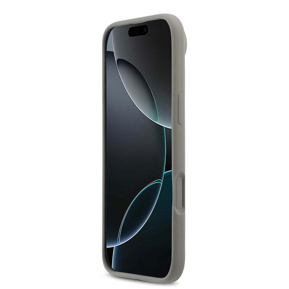 Apple iPhone 17 Air Kılıf DKNY Orjinal Lisanslı M-safe Şarj Özellikli Metal Logolu Silikon Kapak Bej