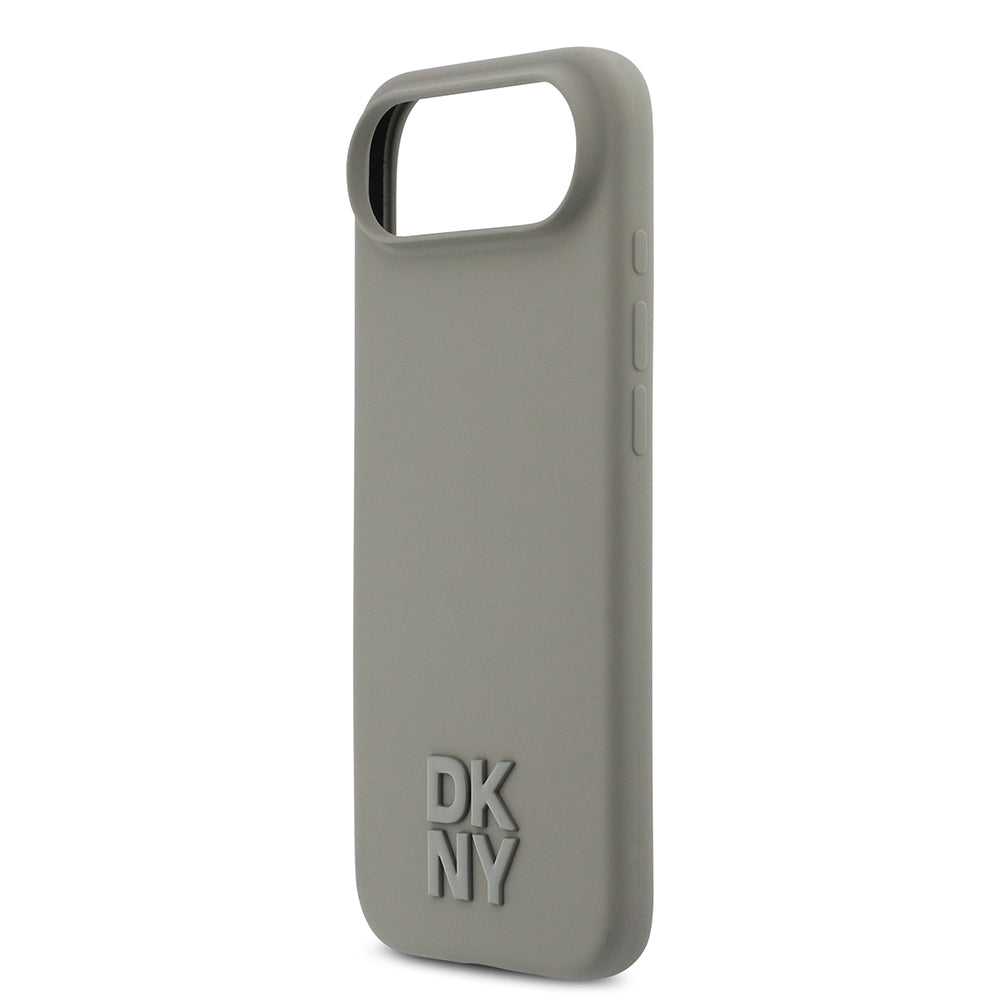 Apple iPhone 17 Air Kılıf DKNY Orjinal Lisanslı M-safe Şarj Özellikli Metal Logolu Silikon Kapak Bej
