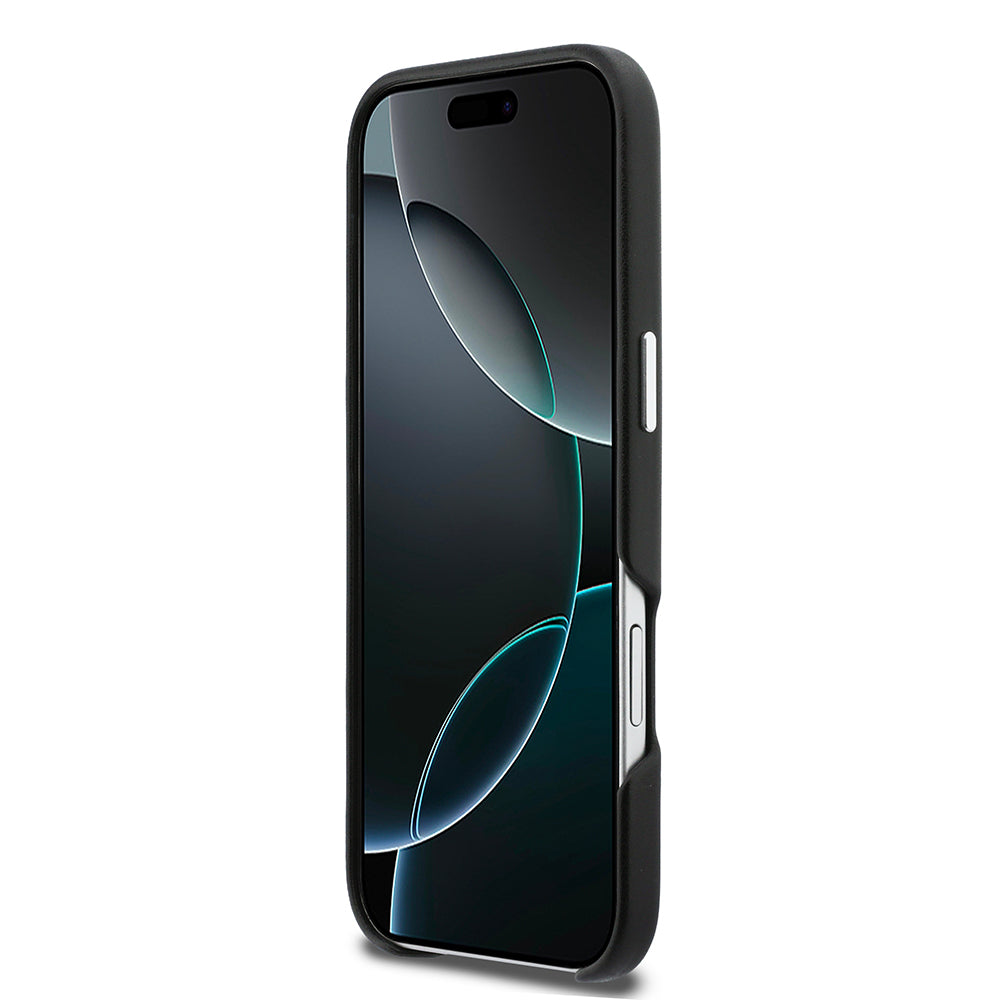 Apple iPhone 17 Air Kılıf DKNY Orjinal Lisanslı M-safe Şarj Özellikli PU Büyük Dikey Logolu Kapak Siyah