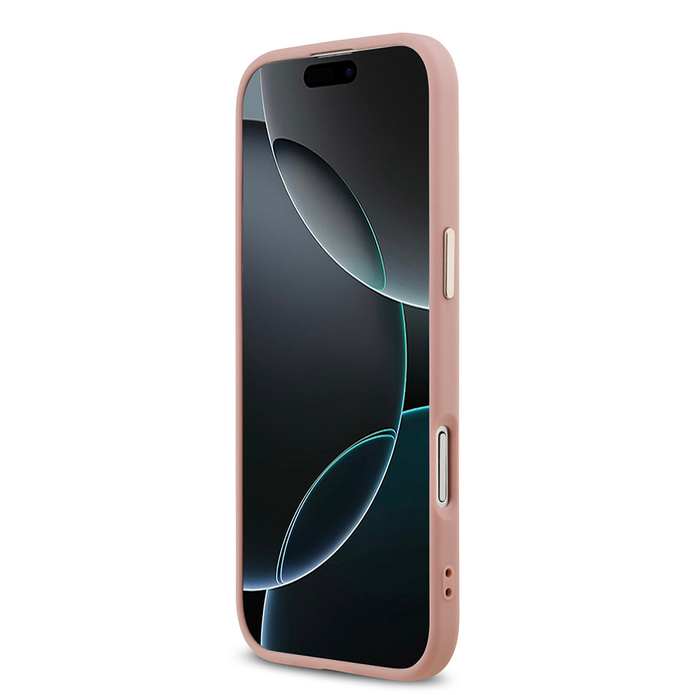 Apple iPhone 17 Air Kılıf Guess Orjinal Lisanslı 4G Büyük Metal Kamera Çerçeveli ve Logolu Glitter Kapak Pembe