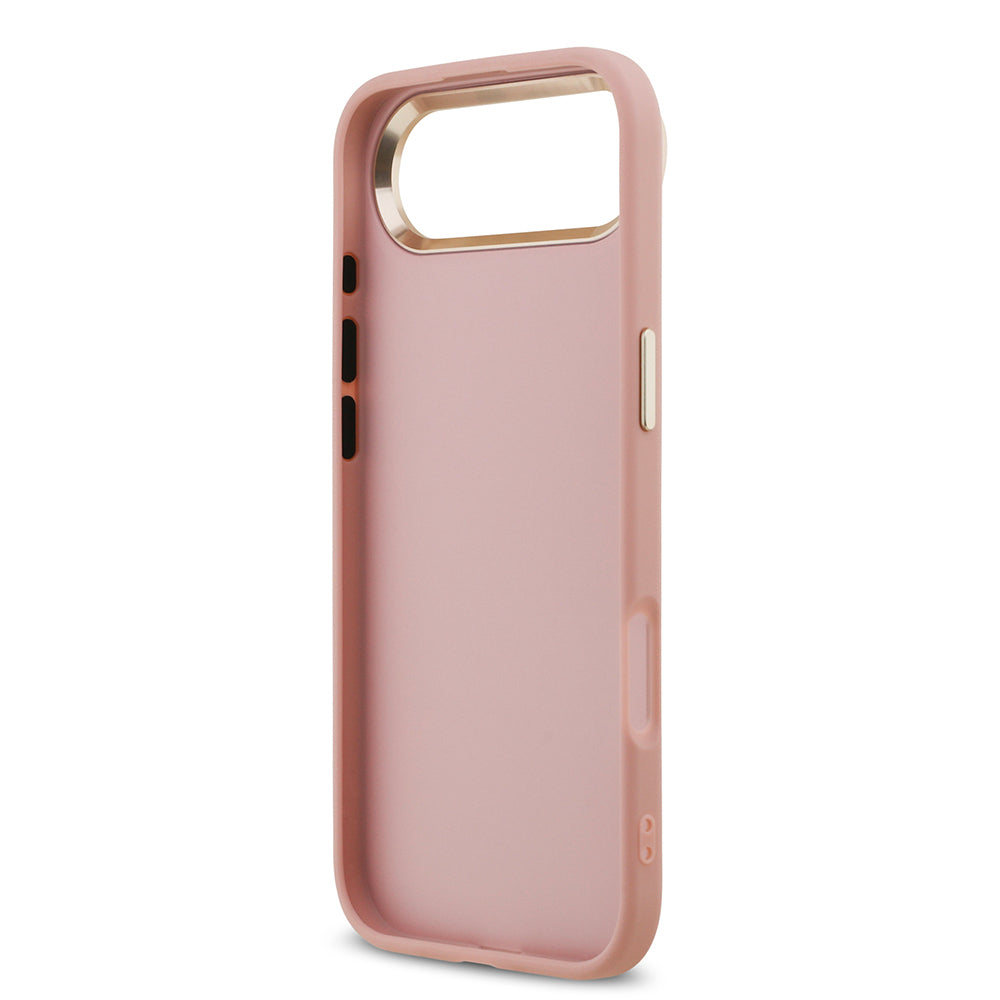 Apple iPhone 17 Air Kılıf Guess Orjinal Lisanslı 4G Büyük Metal Kamera Çerçeveli ve Logolu Glitter Kapak Pembe