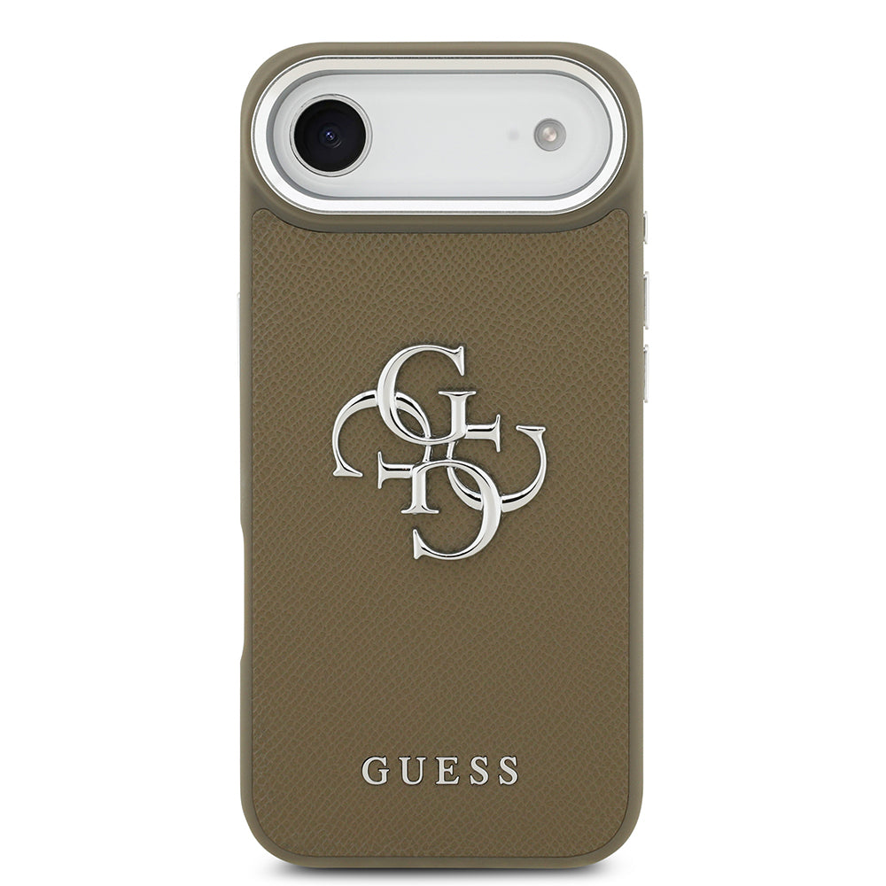 Apple iPhone 17 Air Kılıf Guess Orjinal Lisanslı Grained 4G Metal Büyük Logolu Kapak Kahverengi