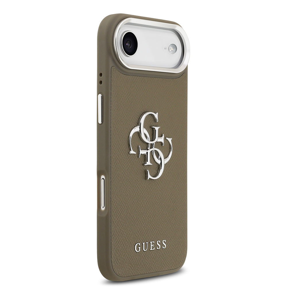Apple iPhone 17 Air Kılıf Guess Orjinal Lisanslı Grained 4G Metal Büyük Logolu Kapak Kahverengi
