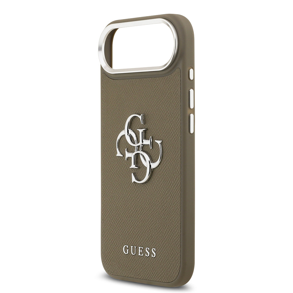Apple iPhone 17 Air Kılıf Guess Orjinal Lisanslı Grained 4G Metal Büyük Logolu Kapak Kahverengi