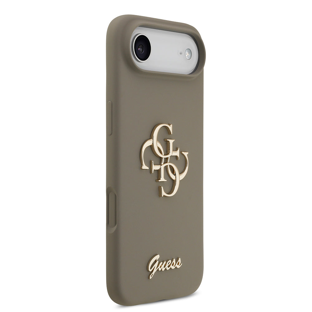 Apple iPhone 17 Air Kılıf Guess Orjinal Lisanslı Grained Yazı Logolu Kapak Kahverengi