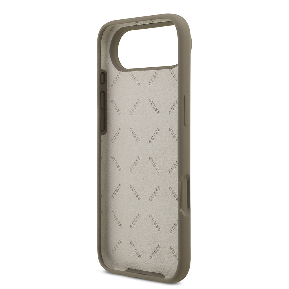 Apple iPhone 17 Air Kılıf Guess Orjinal Lisanslı Grained Yazı Logolu Kapak Kahverengi