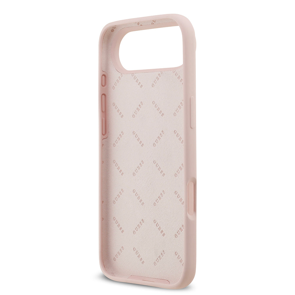 Apple iPhone 17 Air Kılıf Guess Orjinal Lisanslı Grained Yazı Logolu Kapak Pembe