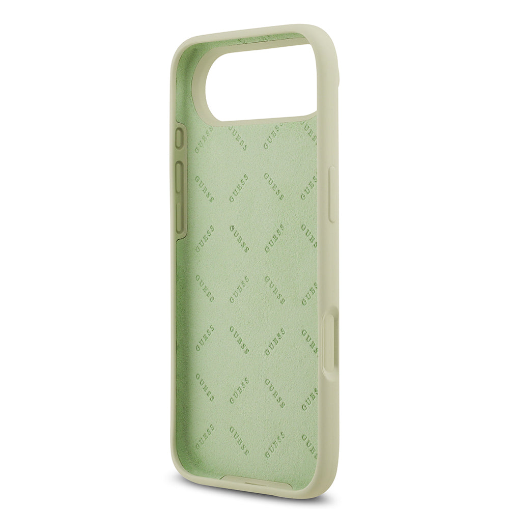 Apple iPhone 17 Air Kılıf Guess Orjinal Lisanslı Grained Yazı Logolu Kapak Yeşil