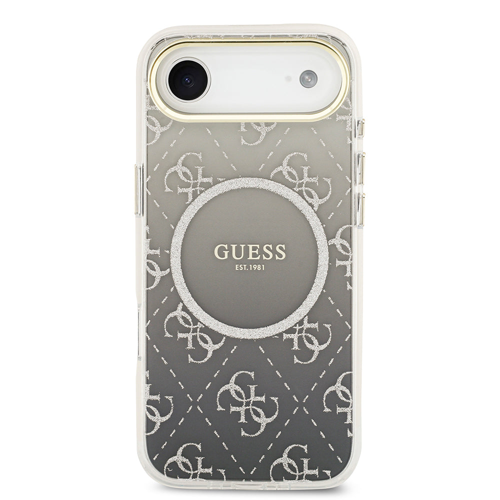 Apple iPhone 17 Air Kılıf Guess Orjinal Lisanslı M-safe Şarj Özellikli 4G Desenli Simli Silikon Kapak Gri