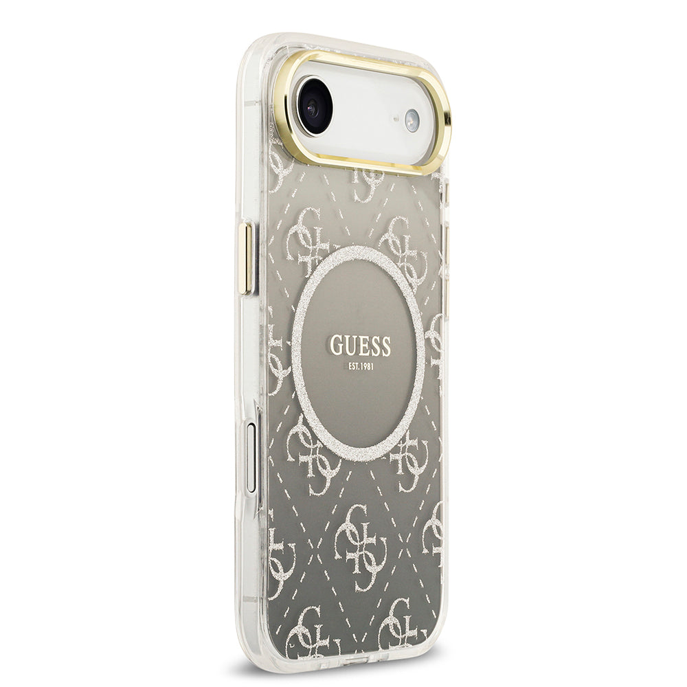 Apple iPhone 17 Air Kılıf Guess Orjinal Lisanslı M-safe Şarj Özellikli 4G Desenli Simli Silikon Kapak Gri