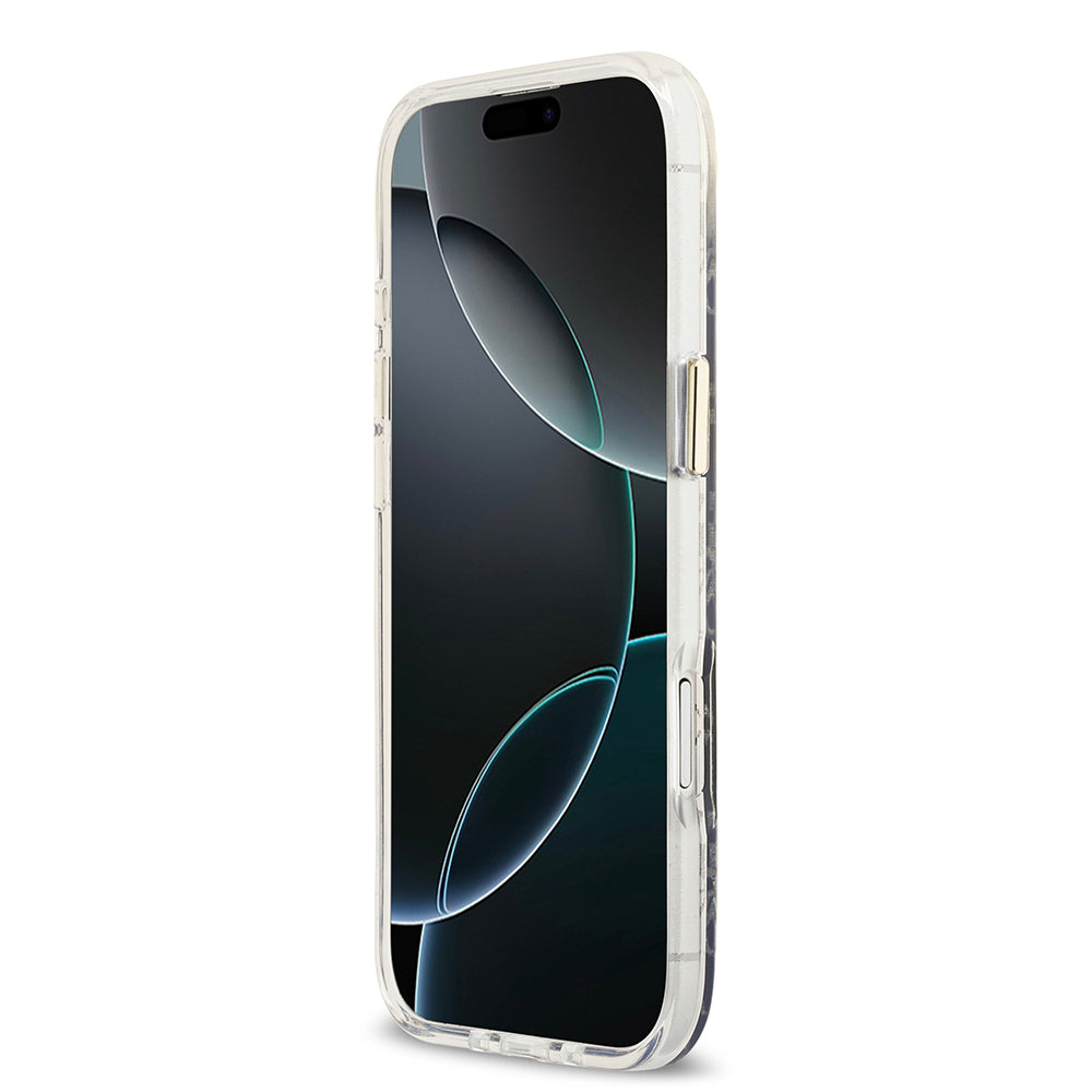 Apple iPhone 17 Air Kılıf Guess Orjinal Lisanslı M-safe Şarj Özellikli 4G Desenli Simli Silikon Kapak Gri