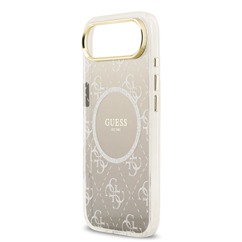 Apple iPhone 17 Air Kılıf Guess Orjinal Lisanslı M-safe Şarj Özellikli 4G Desenli Simli Silikon Kapak Gri