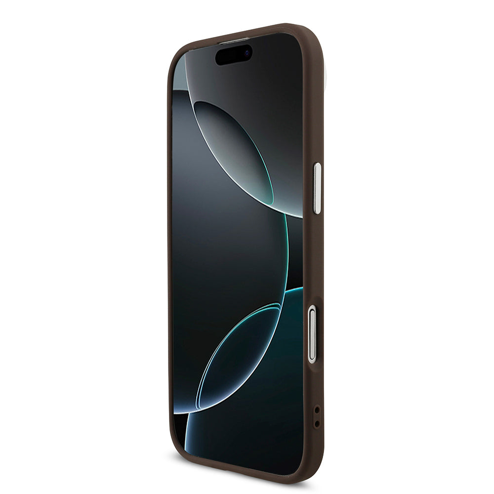 Apple iPhone 17 Air Kılıf Guess Orjinal Lisanslı M-safe Şarj Özellikli 4G Klasik Yazı Logolu Kapak Kahverengi