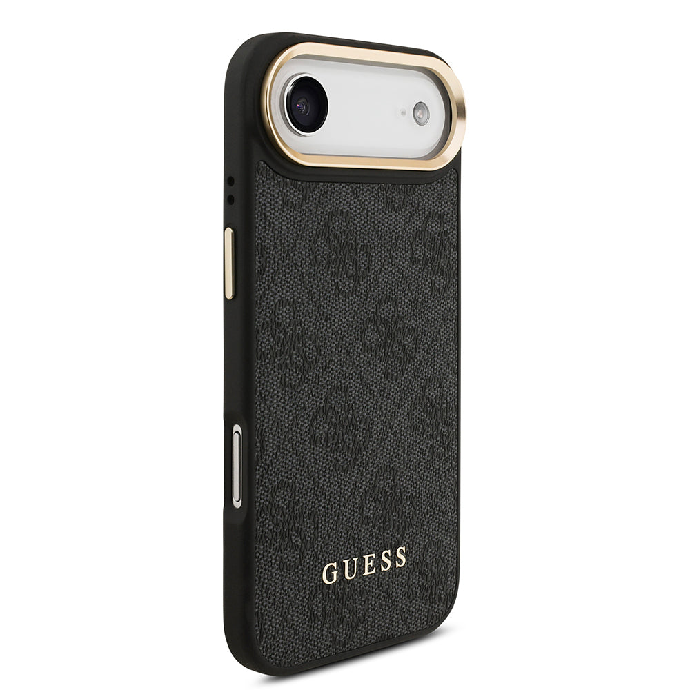 Apple iPhone 17 Air Kılıf Guess Orjinal Lisanslı M-safe Şarj Özellikli 4G Metal Büyük Logolu Kartlıklı Kapak Siyah