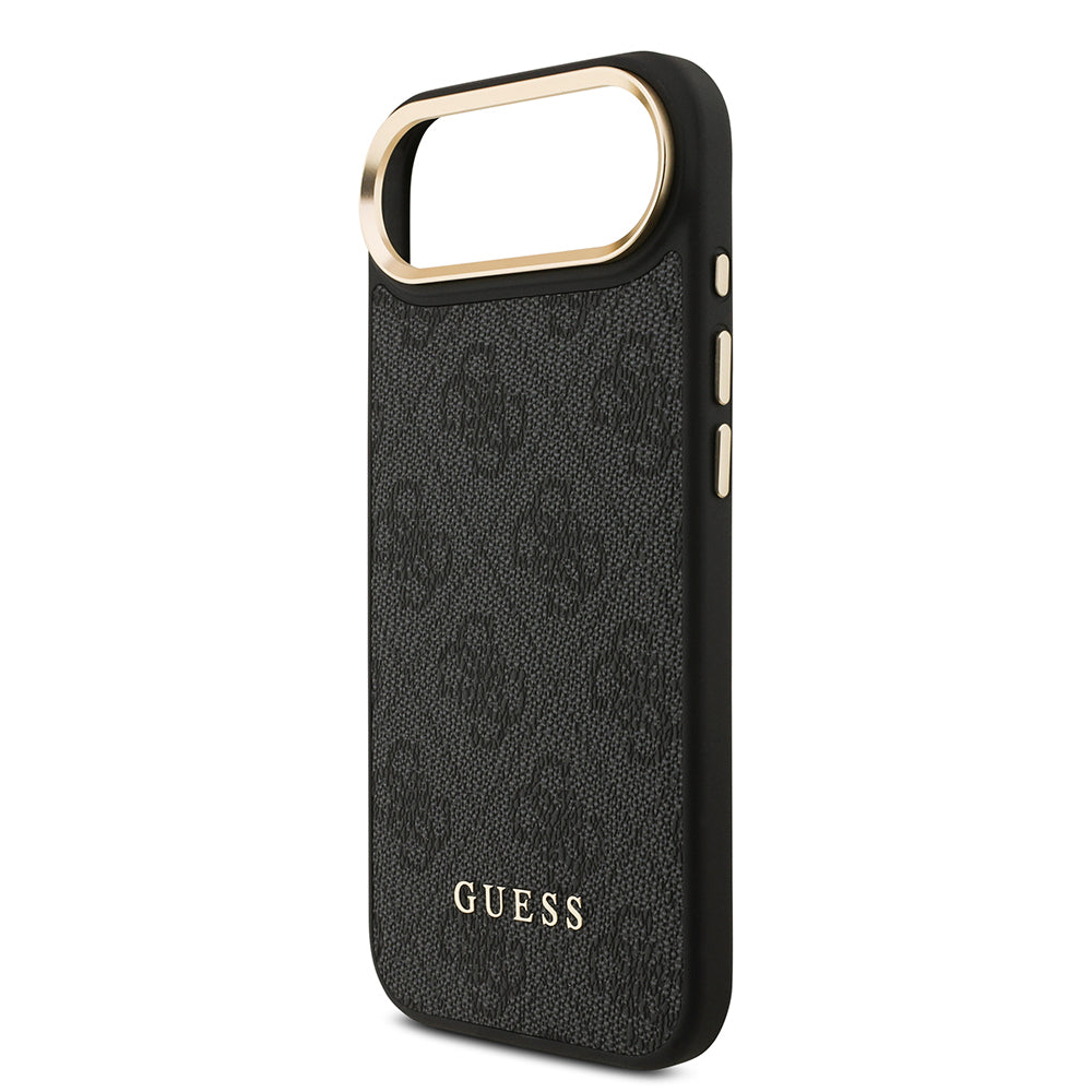 Apple iPhone 17 Air Kılıf Guess Orjinal Lisanslı M-safe Şarj Özellikli 4G Metal Büyük Logolu Kartlıklı Kapak Siyah