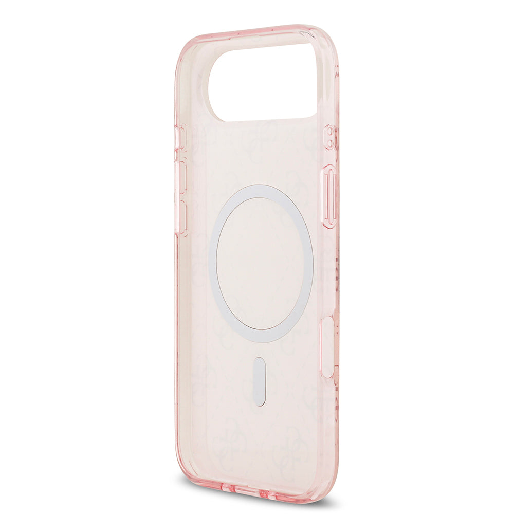 Apple iPhone 17 Air Kılıf Guess Orjinal Lisanslı M-safe Şarj Özellikli IML Baskılı Klasik Logolu 4G Desenli Kapak Pembe