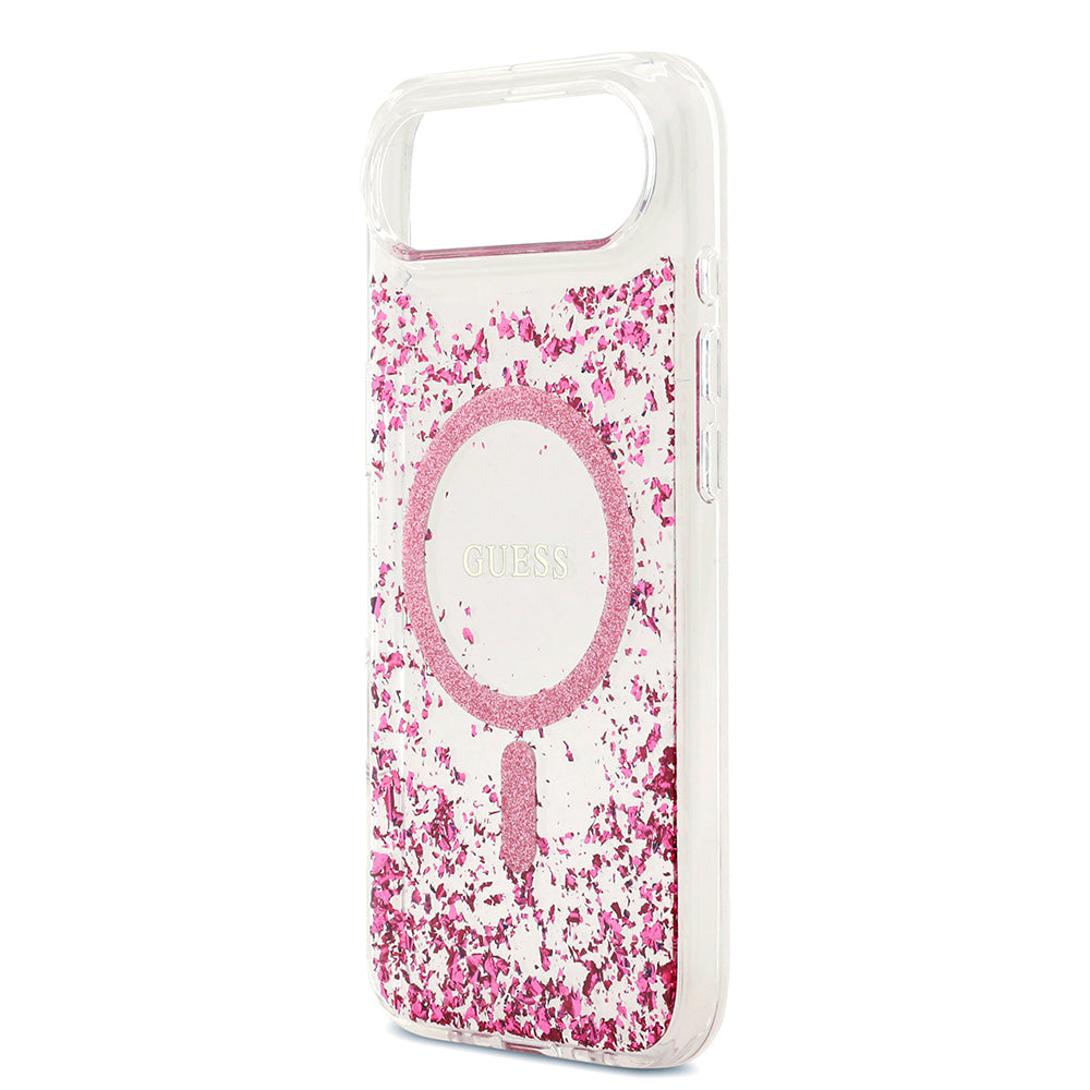 Apple iPhone 17 Air Kılıf Guess Orjinal Lisanslı M-safe Şarj Özellikli Transparan Resin Bottom Kapak Pembe
