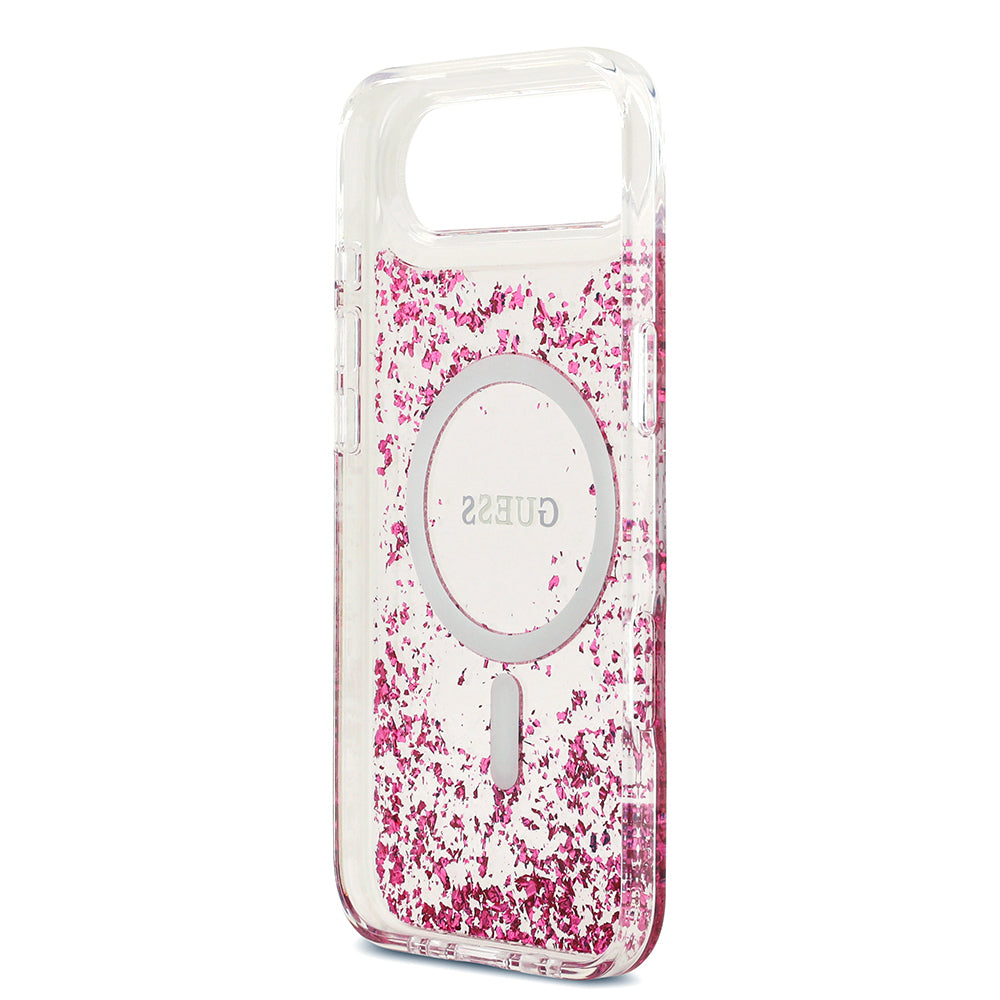 Apple iPhone 17 Air Kılıf Guess Orjinal Lisanslı M-safe Şarj Özellikli Transparan Resin Bottom Kapak Pembe