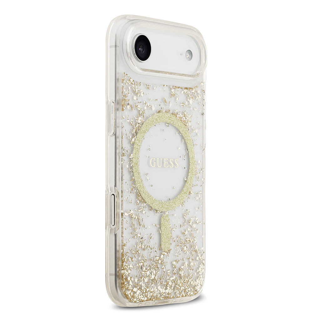 Apple iPhone 17 Air Kılıf Guess Orjinal Lisanslı M-safe Şarj Özellikli Transparan Resin Bottom Kapak Gold