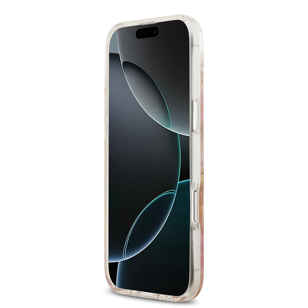 Apple iPhone 17 Air Kılıf Guess Orjinal Lisanslı M-safe Şarj Özellikli Transparan Resin Flowers Kapak Pembe